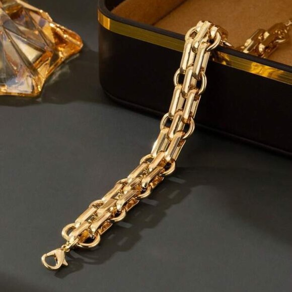 18K Gold Filled Chain Link Necklace & Bracelet Set - Picture 6 of 8